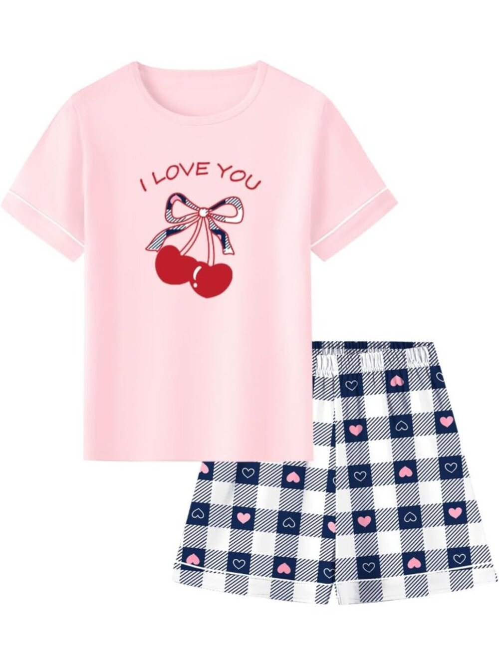 Cozy 2-Piece Girls Pajama Set - 100% Cotton Short Sleeve Sleepwear for Ages 5-14